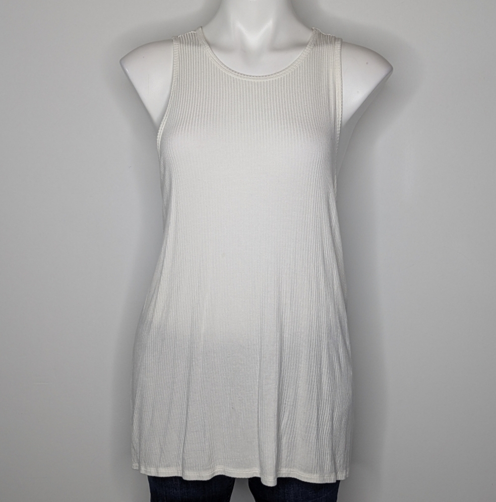 ✨3/$15 American Eagle White Soft & Sexy Ribbed Open Twist Back Tank Top S
